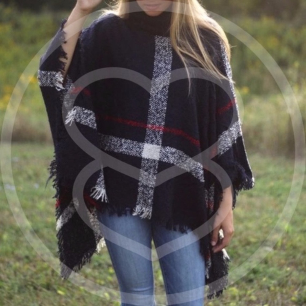 MARI Plaid Autumn Feels Poncho - Picture 1 of 2